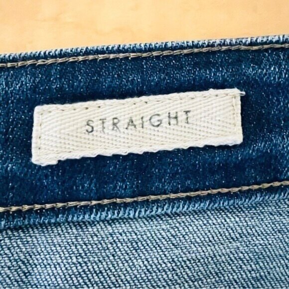 NWOT LOGO Lori Goldstein Women Blue Jeans 34W Tie-Dye High Rise Stretch Straight - Picture 6 of 12